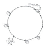 Trustdavis 925 Silver Snowflake CZ Beads Bracelet