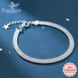Trustdavis 925 Silver Beads Net Chain Bracelet Wedding Fine Jewelry