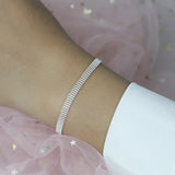 Trustdavis 925 Silver Beads Net Chain Bracelet Wedding Fine Jewelry