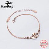 Trustdavis 925 Sterling Silver Double Heart Bracelets For Women