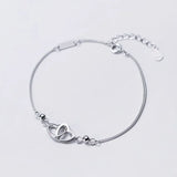 Trustdavis 925 Sterling Silver Double Heart Bracelets For Women