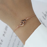 Trustdavis 925 Sterling Silver Double Heart Bracelets For Women
