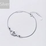 Trustdavis 925 Sterling Silver Double Heart Bracelets For Women