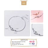Trustdavis 925 Sterling Silver Double Heart Bracelets For Women