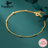 Trustdavis 925 Silver Beads Chain Bracelet Women Wedding S925 DA1085