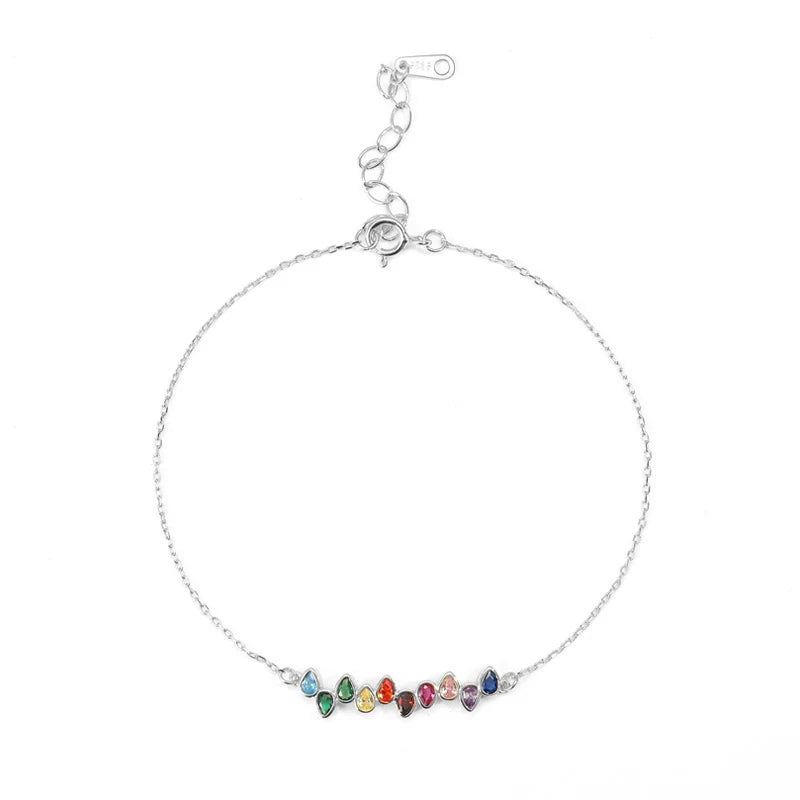 Trustdavis 925 Sterling Silver Water Drop CZ Bracelets For Women Wedding