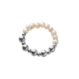 Minimalist 925 Sterling Silver Sweet Pearl Beads Elastic Ring