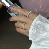 Trustdavis 925 Sterling Silver Sweet Pearl Beads Elastic Ring