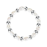 Trustdavis 925 Sterling Silver Sweet Pearl Beads Elastic Ring