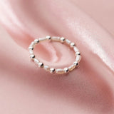 Trustdavis 925 Sterling Silver Sweet Pearl Beads Elastic Ring