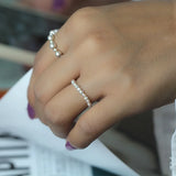 Trustdavis 925 Sterling Silver Sweet Pearl Beads Elastic Ring