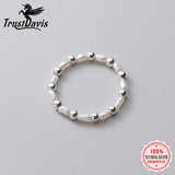 Trustdavis 925 Sterling Silver Sweet Pearl Beads Elastic Ring