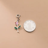 Trustdavis 925 Silver Rose Flower Charm Pendant DIY Jewelry DZ825
