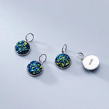Trustdavis 925 Sterling Silver Round starry sky Charm Pendant DIY Accessory
