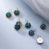 Trustdavis 925 Sterling Silver Round starry sky Charm Pendant DIY Accessory
