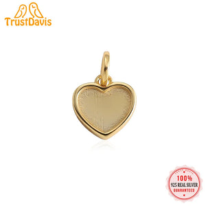 Trustdavis 925 Sterling Silver Heart Charm Pendant DIY Necklace Jewelry