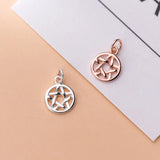 Trustdavis 925 Silver Sweet Round Hollow Star Charm Pendant DIY Jewelry