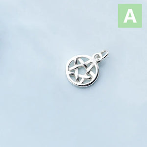 Trustdavis 925 Silver Sweet Round Hollow Star Charm Pendant DIY Jewelry