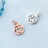 Trustdavis 925 Silver Sweet Round Hollow Star Charm Pendant DIY Jewelry