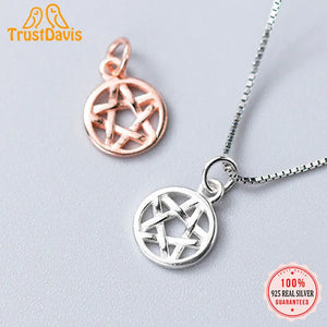 Trustdavis 925 Silver Sweet Round Hollow Star Charm Pendant DIY Jewelry