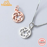 Trustdavis 925 Silver Sweet Round Hollow Star Charm Pendant DIY Jewelry