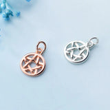 Trustdavis 925 Silver Sweet Round Hollow Star Charm Pendant DIY Jewelry