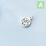 Trustdavis 925 Silver Sweet Round Hollow Star Charm Pendant DIY Jewelry