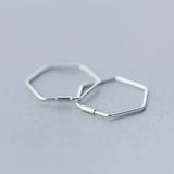 Trustdavis 925 Silver Women's Hexagon Hoop Earrings DS133