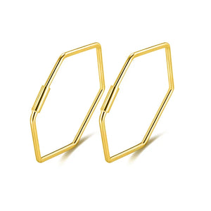 Trustdavis 925 Silver Women's Hexagon Hoop Earrings DS133