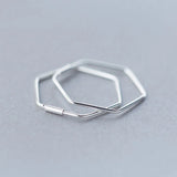 Trustdavis 925 Silver Women's Hexagon Hoop Earrings DS133