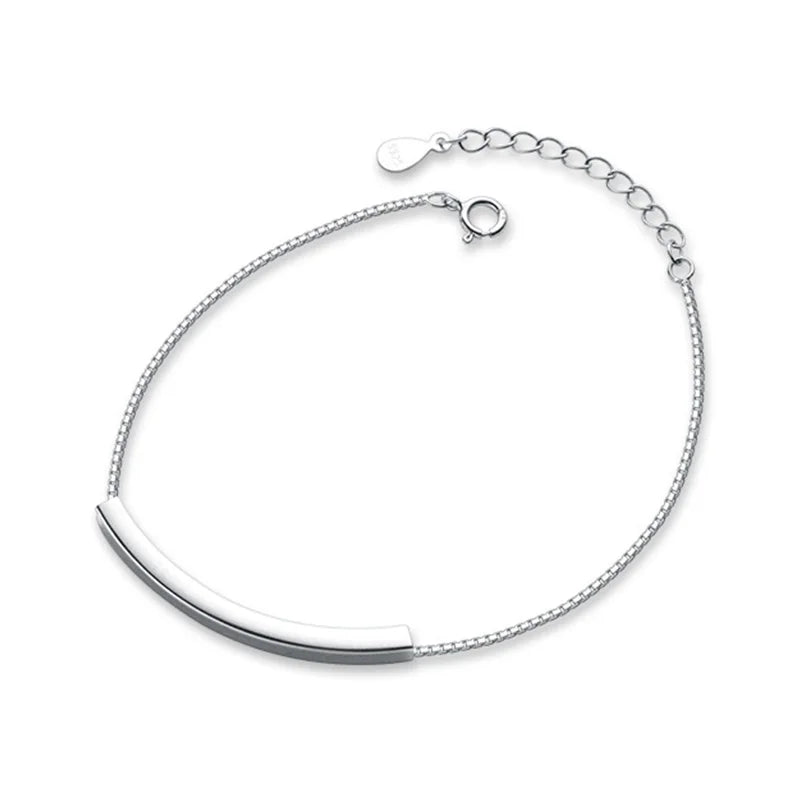 Trustdavis 925 Silver Arc Box Chain Bracelet for Women Wedding