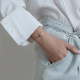 Trustdavis 925 Silver Arc Box Chain Bracelet for Women Wedding