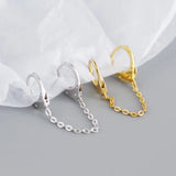 Trustdavis 925 Silver Handcuffs Link Chain Hoop Earrings