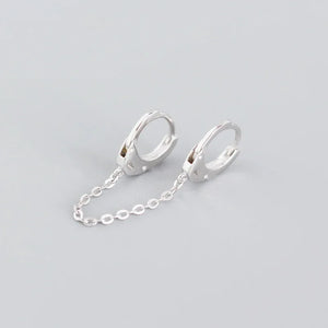Trustdavis 925 Silver Handcuffs Link Chain Hoop Earrings