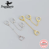 Trustdavis 925 Silver Handcuffs Link Chain Hoop Earrings