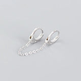 Trustdavis 925 Silver Handcuffs Link Chain Hoop Earrings