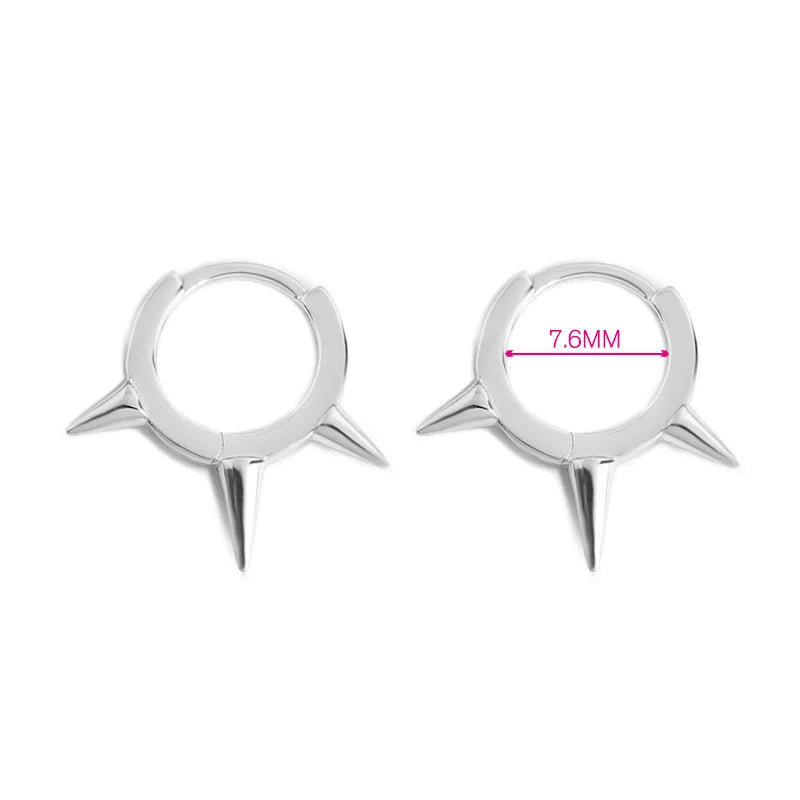 Trustdavis 925 Sterling Silver Punk Rivet Hoop Earrings Minimalist