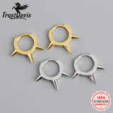 Trustdavis 925 Sterling Silver Punk Rivet Hoop Earrings Minimalist