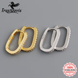Trustdavis 925 Silver Ellipse Zircon Gothic Hoop Earrings