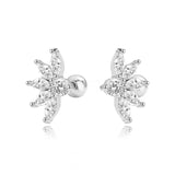 Trustdavis 925 Silver 18K Flower CZ Screw Earring for Girls