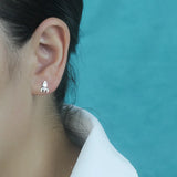 925 Silver Asymmetric Astronaut Rocket Stud Earrings