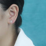 925 Silver Asymmetric Astronaut Rocket Stud Earrings