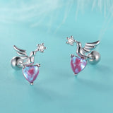 Trustdavis 925 Silver Bird Heart Zircon Stud Earrings