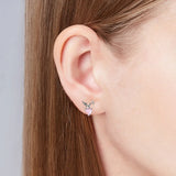 Trustdavis 925 Silver Bird Heart Zircon Stud Earrings