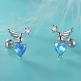 Trustdavis 925 Silver Bird Heart Zircon Stud Earrings