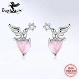 Trustdavis 925 Silver Bird Heart Zircon Stud Earrings