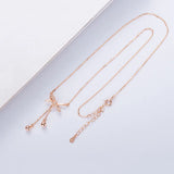 Trustdavis 925 Silver Bowknot Tassel Chain Beads Necklace