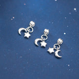 Trustdavis 925 Sterling Silver Star Moon Pendant Necklace DIY Beaded Bracelet