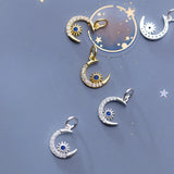 Trustdavis 925 Sterling Silver Star Moon Pendant Necklace DIY Beaded Bracelet