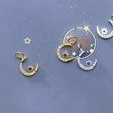 Trustdavis 925 Sterling Silver Star Moon Pendant Necklace DIY Beaded Bracelet